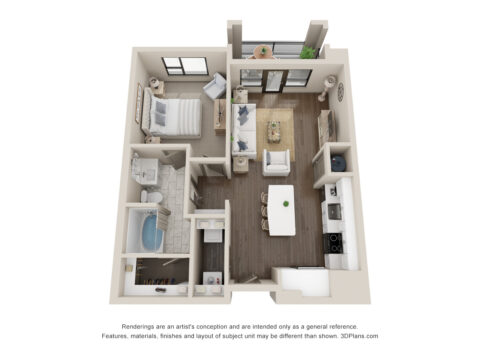 1 bedrooom A1D Floorplan